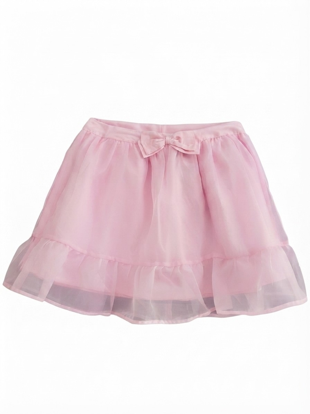 Sincerely Jules Light Pink Chiffon Ruffle Mini Skirt with Bow Accent